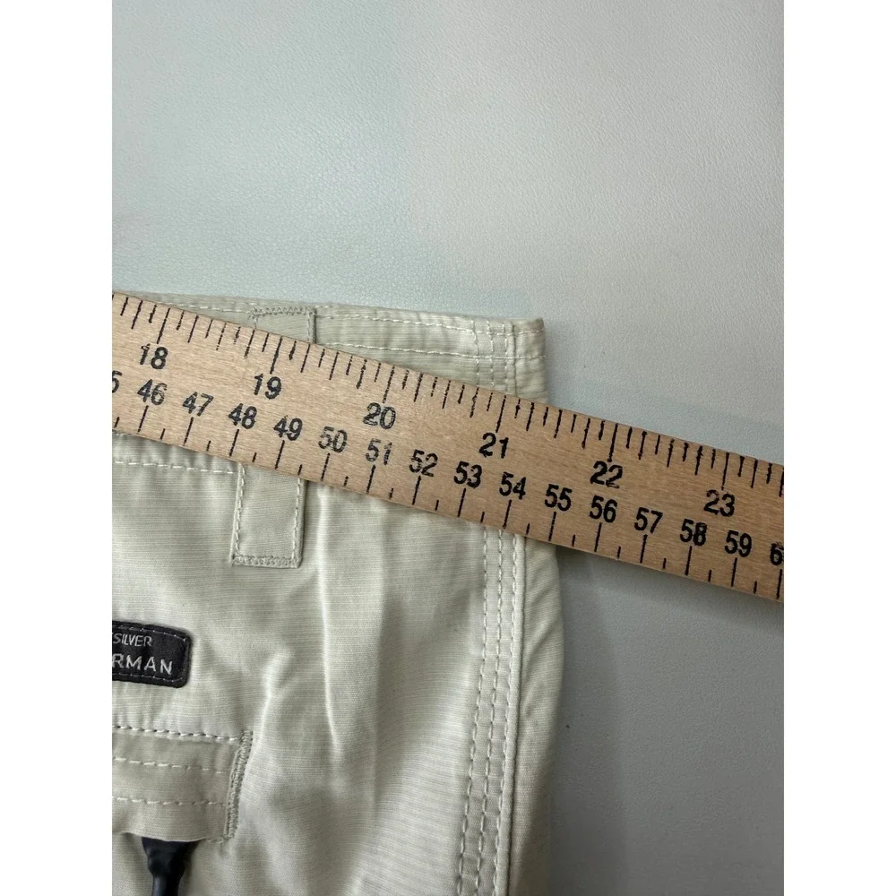 Quiksilver Waterman Collection Mens Cargo Shorts Silver Birch Beige Size 42‎ NEW